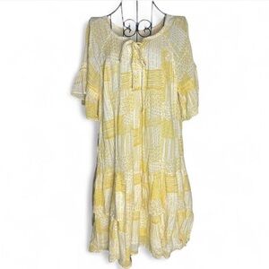 Caslon Yellow and White Patchwork Midi Dress